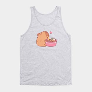 Cute Capybara Eating Ramen Tank Top